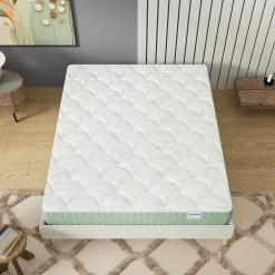 Matelas Maia - Mousse Végétale à Mémoire de Forme & Coutil Aloe Vera - Matériaux Responsables - (140 x 190 cm) - Épaisseur 22cm
