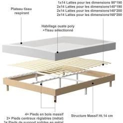 Matelas Mousse à Mémoire 140x200 cm + Sommier Tapissier, Épaisseur 21 cm