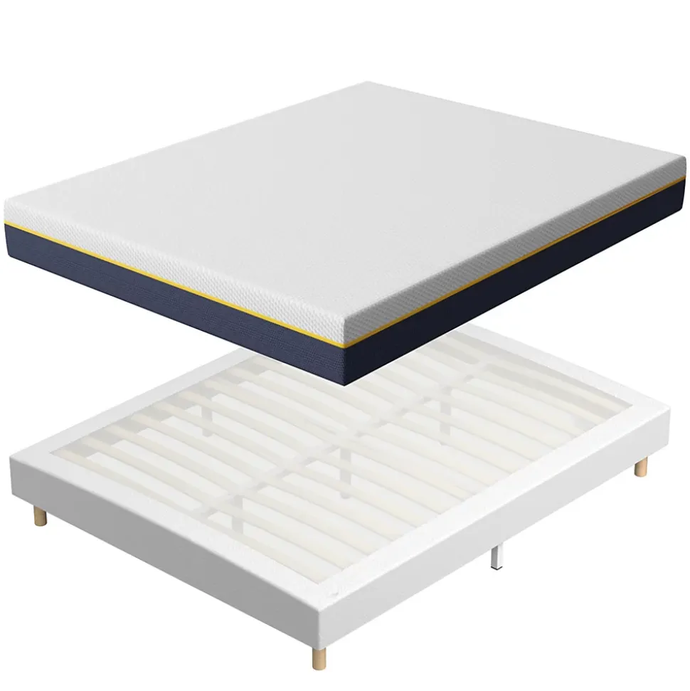 Matelas Mousse à Mémoire 140x200 cm + Sommier Tapissier, Épaisseur 17 cm
