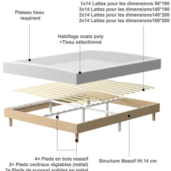 Matelas Mousse à Mémoire 160x200 cm + Sommier Tapissier, Épaisseur 17 cm