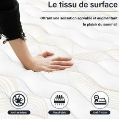 Matelas mousse 140x200, 28 cm Matelas en mousse, Advanced Sleep Care, Respirant, Zone 7, réversible des deux côtés