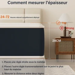 Matelas mousse 140x200, 28 cm Matelas en mousse, Advanced Sleep Care, Respirant, Zone 7, réversible des deux côtés