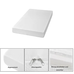 Matelas mousse 90x200 cm - Matelas H3, respirant et antidérapant - Mousse - Sans matelas - Blanc