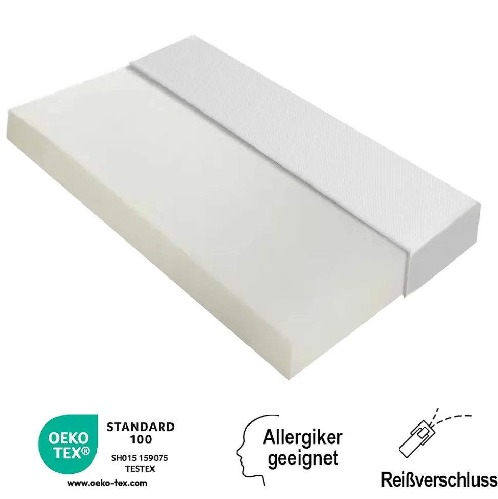 Matelas mousse 90x200 cm - Matelas H3, respirant et antidérapant - Mousse - Sans matelas - Blanc