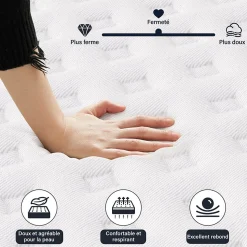 Matelas mousse 160x200 cm, epaisseur 30 cm Ferme 7 zones de confort en mousse, Réversible Soutien Parfait