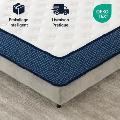 Matelas mousse 160x200 cm, epaisseur 30 cm Ferme 7 zones de confort en mousse, Réversible Soutien Parfait
