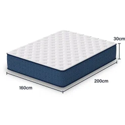 Matelas mousse 160x200 cm, epaisseur 30 cm Ferme 7 zones de confort en mousse, Réversible Soutien Parfait