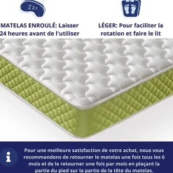 Matelas Mousse 135x190 Evergreen, Ferme, Réversible, Côté Été/hiver, H15 Cm