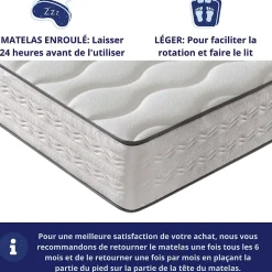 Matelas Mousse 140x190 Firenza, Ferme, Réversible, Côté Été/hiver, H25 Cm