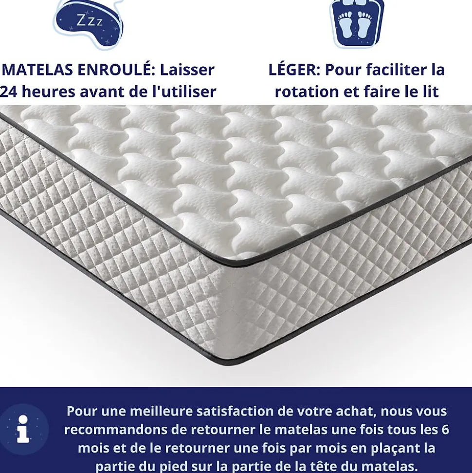 Matelas Mousse 90x190 Florida, Ferme, Réversible, Côté Été/hiver, H20 Cm