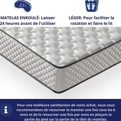 Matelas Mousse 140x190 Florida, Ferme, Réversible, Côté Été/hiver, H20 Cm