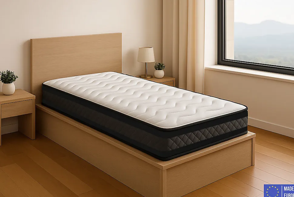 Matelas Mousse 90x190 Onyx, Ferme, Réversible, Côté Été/hiver, H20 Cm