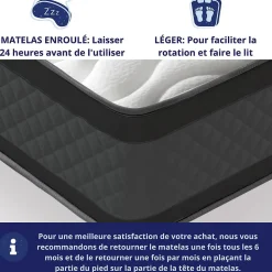Matelas Mousse 90x190 Onyx, Ferme, Réversible, Côté Été/hiver, H20 Cm