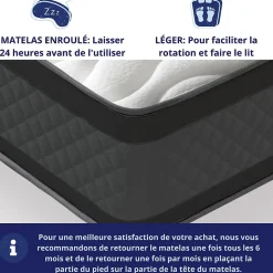 Matelas Mousse 160x200 Onyx, Ferme, Réversible, Côté Été/hiver, H20 Cm