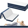 Matelas Pliant Triple 160X195CM, Matelas Polyvalent, 15cm Mousse épaisse, Housse Amovible et Lavable en Machine, Poignée de