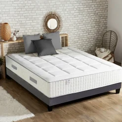 Matelas ressort 1600x2000 cm id literie soutien ferme accueil souple 7 zones epaisseur 30 cm protege-matelas