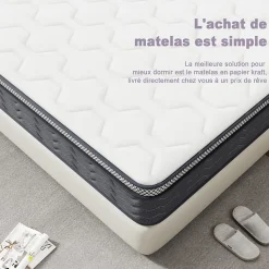 Matelas Ressorts 120x190 cm, Confort, 7 Zones Ergonomique,25 cm d'épaisseur