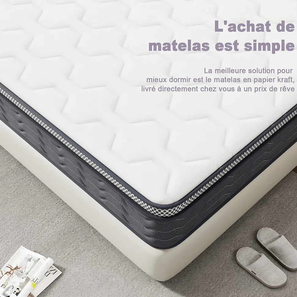 Matelas Ressorts 120x190 cm, Confort, 7 Zones Ergonomique,25 cm d'épaisseur