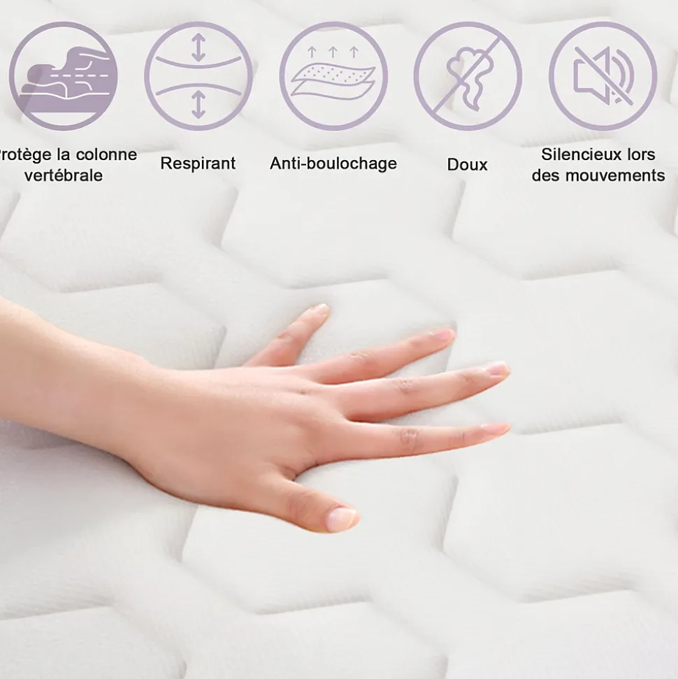 Matelas Ressorts 160x200 cm, Confort, 7 Zones Ergonomique,25 cm d'épaisseur