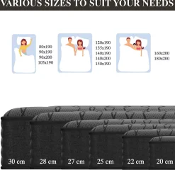 Matelas Ressorts 140x190 cm de Forme en Mousse et Ressorts, 30 cm Épaisseur