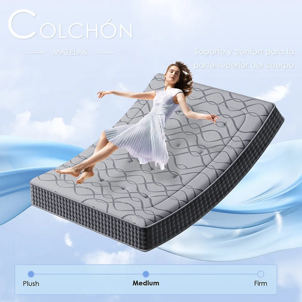 Matelas Ressorts 90x200 cm de Forme en Mousse et Ressorts, 30 cm Épaisseur