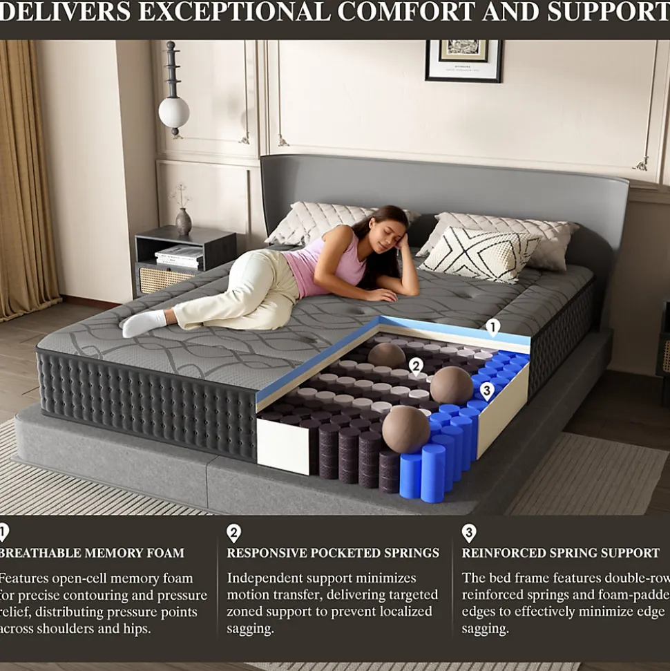 Matelas Ressorts 140x200 cm de Forme en Mousse et Ressorts, 28 cm Épaisseur