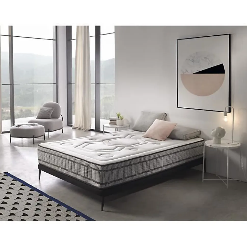 Matelas 140x190 - ECCOX - Double face - Mémoire de forme - Ressorts ensachés - Hauteur 30 cm