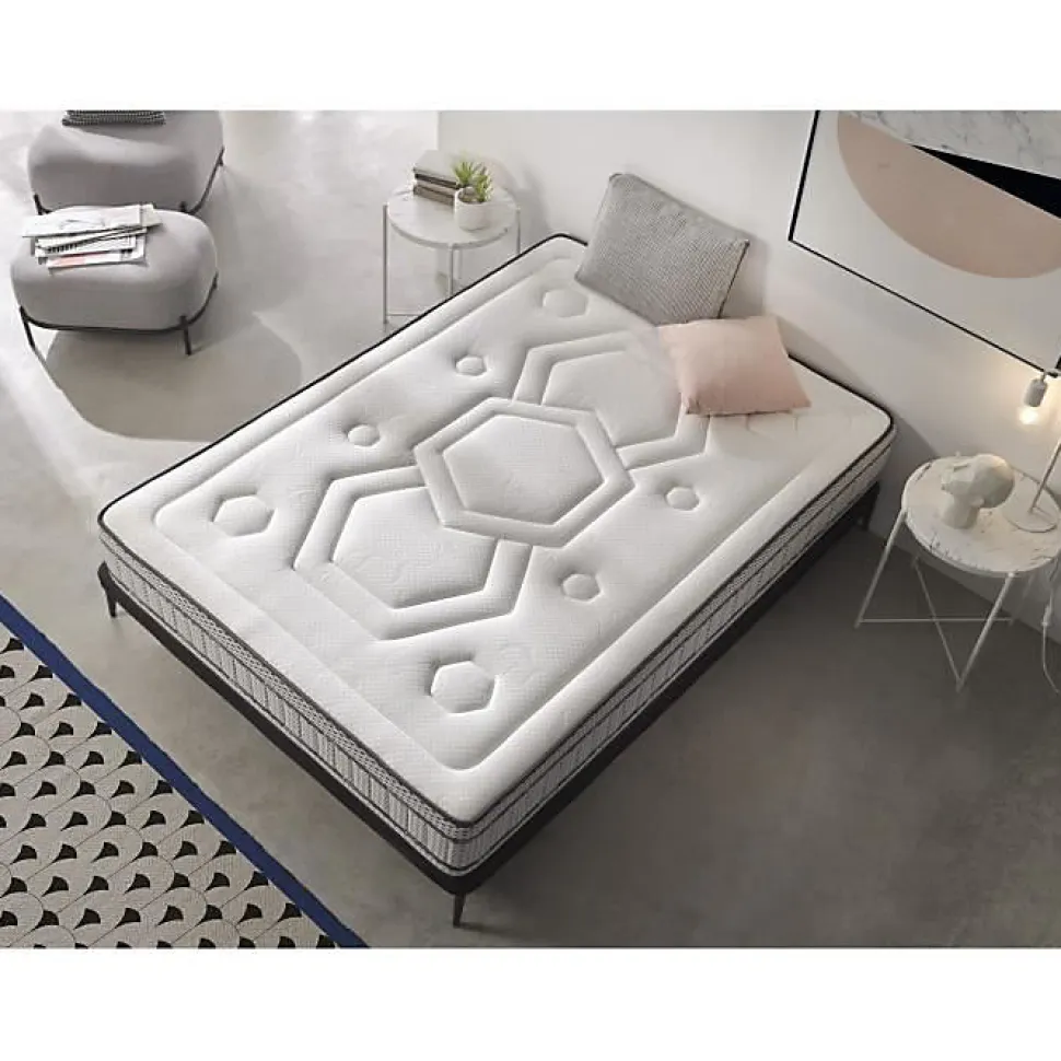 Matelas 140x190 - ECCOX - Double face - Mémoire de forme - Ressorts ensachés - Hauteur 30 cm