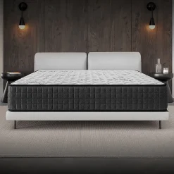 Matelas 140x190 - Épais 30 cm - Hybride - Blue Latex - Ressorts Ensachés - 7 zones - Face été/hiver - Confort Mi-Ferme - Gamma