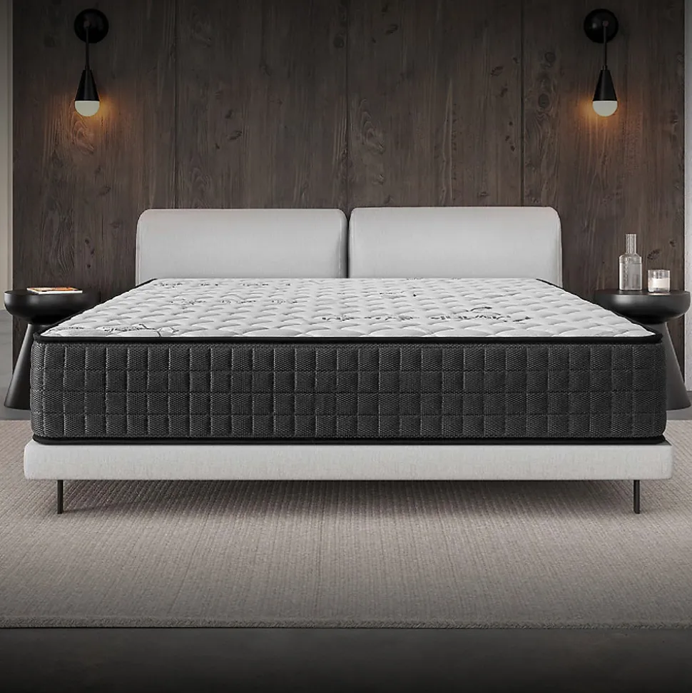 Matelas 140x190 - Épais 30 cm - Hybride - Blue Latex - Ressorts Ensachés - 7 zones - Face été/hiver - Confort Mi-Ferme - Gamma