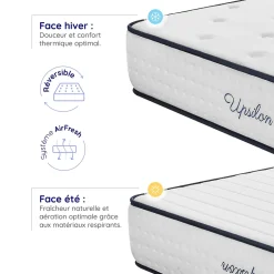 Matelas 180x200 - Épais 30 cm - Mousse mémoire de forme - Blue Latex - Confort Ferme - 7 zones - Réversible - Durable - Upsilon