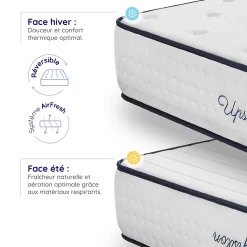 Matelas 140x200 - Épais 32 cm - Mousse mémoire de forme - Blue Latex - Confort Ferme - 7 zones - Réversible - Durable - Upsilon