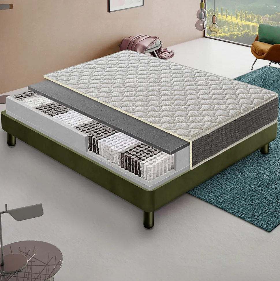 Matelas 160x200 800 ressorts ensachés - Mousse orthopédique 6 cm - Elastique et indéformable - Rigidité H4