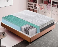 Matelas 120x190 800 ressorts et mémoire de forme - Mémoire de forme 3 cm - Housse amovible - Modèle Bacio