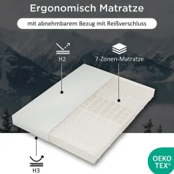 Matelas 160x200 cm - Ergonomique 7 Zones avec Mousse Froide, Confort H2 H3, Housse Amovible Lavable à Fermeture Éclair - Blanc
