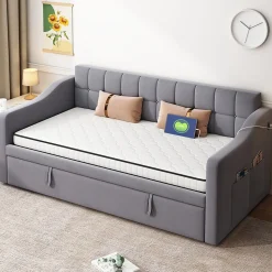 Matelas 90x200 cm - Matelas Ressorts avec Soutien Lombaire Ergonomique pour Enfant et Ado - Tissu, Métal, Roulé, Blanc