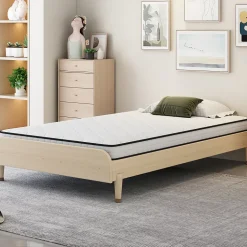 Matelas 90x200 cm - Matelas Ressorts avec Soutien Lombaire Ergonomique pour Enfant et Ado - Tissu, Métal, Roulé, Blanc