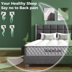 Matelas 120x200 cm - Orthopédique à Ressorts ensachés 7 Zones et Mousse Froid, Fermeté H3 Moyenne, Hauteur 20 cm, Blanc