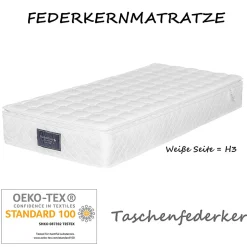 Matelas 90x200 cm à Ressorts Ensachés, Mousse Froide 7 Zones, Microfibre Matelassée, Fermeté H3, Hauteur 25 cm, Certifié Oeko-Tex