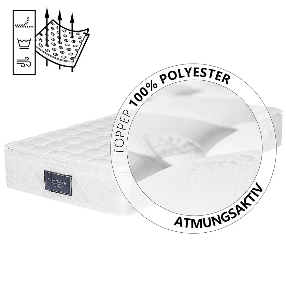 Matelas 90x200 cm à Ressorts Ensachés, Mousse Froide 7 Zones, Microfibre Matelassée, Fermeté H3, Hauteur 25 cm, Certifié Oeko-Tex