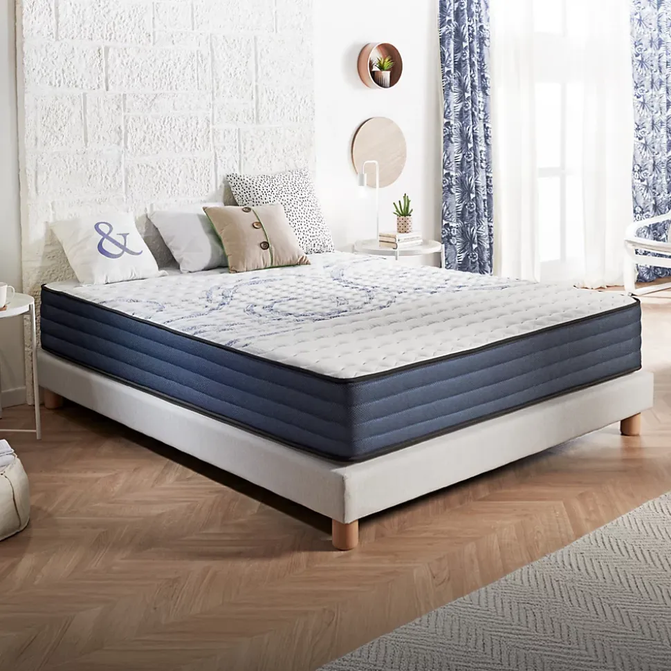 Matelas 160x200 mémoire de forme - Épaisseur 24 cm - Blue Latex - 7 zones - Hypoallergénique - Mi-Ferme - Durable - Perfect Dream