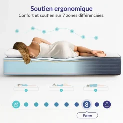 Matelas 140x190 mémoire de forme - Épaisseur 30 cm - Blue Latex - 7 zones - Hypoallergénique - Ferme - Durable + - Perfect Dream
