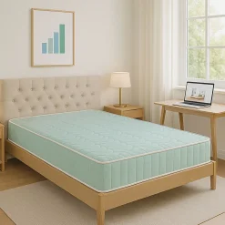 Matelas 90x190 Mousse rembourrage 100 % polesther - face : 32% laine, 58% polyester, 5% nylon, 5% fibre scriliche 350 gr/m2 - Haut