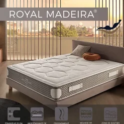 Matelas 140x200 Royal Madeira, ressorts ensachés Healthy Spring, 25 cm, confort HR multizone, ferme et doux, anti-vibrations