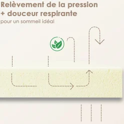 Matelas 160x200,22cm, Fermeté Moyenne, Soutien Parfait,Respirant,Réversible à Deux Faces Utilisables