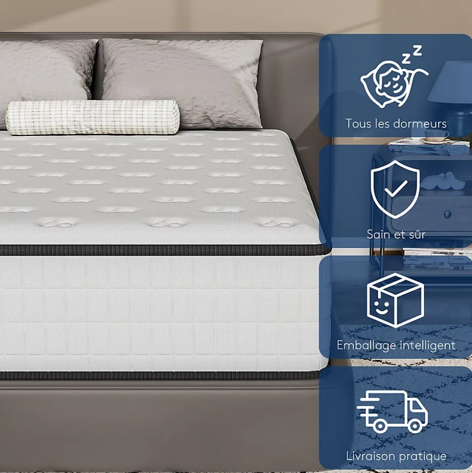 Matelas 160x200,Mousse 30 cm et ,réversible à Deux Faces entièrement utilisables