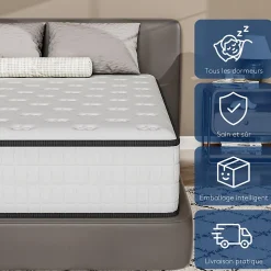 Matelas 160x200,Mousse 30 cm et ,réversible à Deux Faces entièrement utilisables