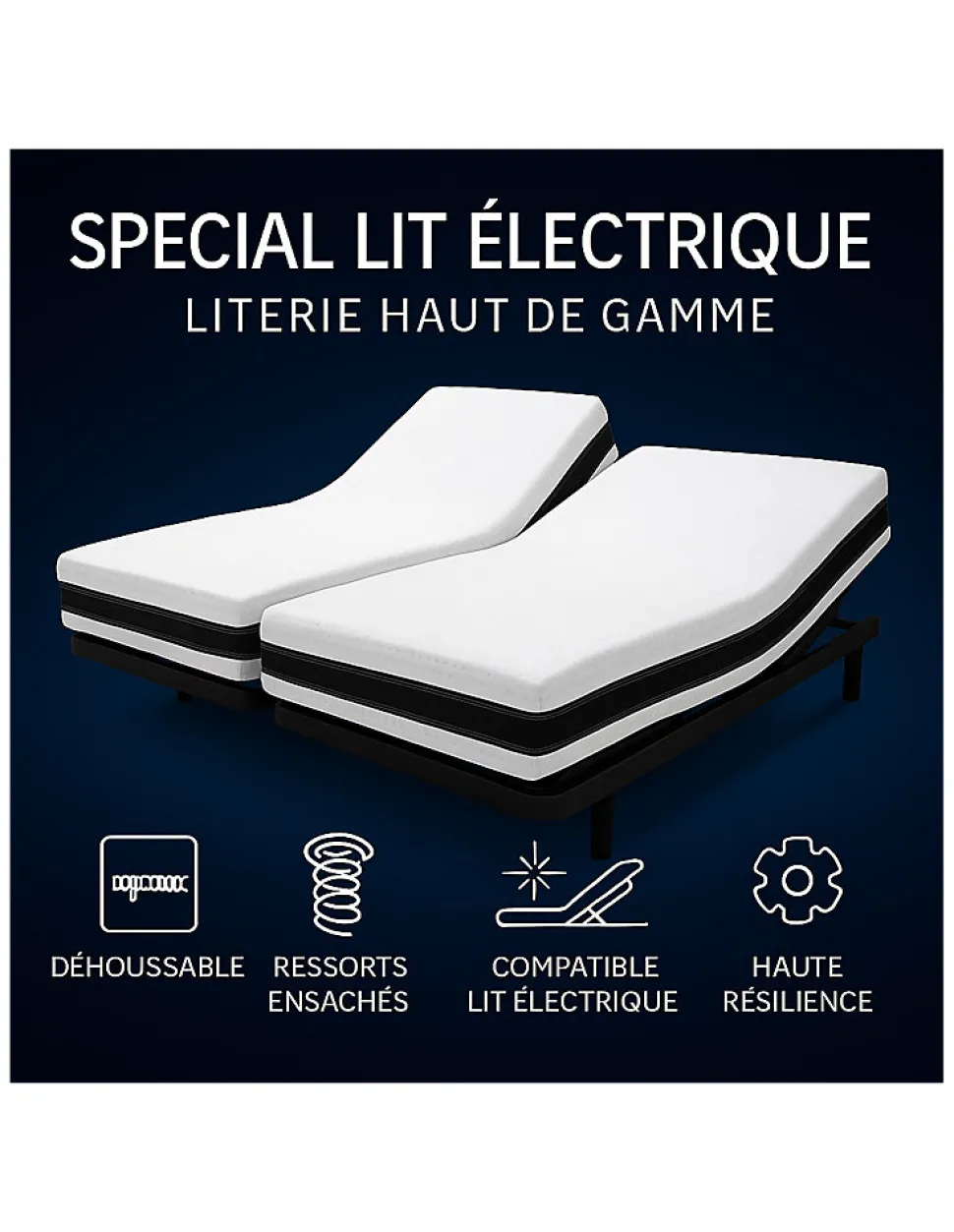 Matelas 2x80x200 Spécial Lit Électrique Fabrication Européenne