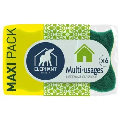 Maxi pack éponges x6 multi-usages Elephant