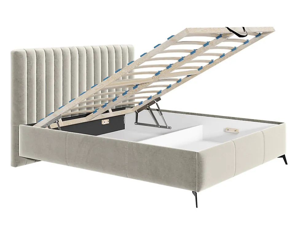Mendoza - lit coffre - 180x200 - sommier inclus - en velours - Best Mobilier